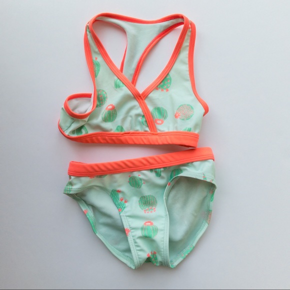 Next Direct Cactus print lime green and hot pink swimsuit- size 4 - Picture 2 of 3